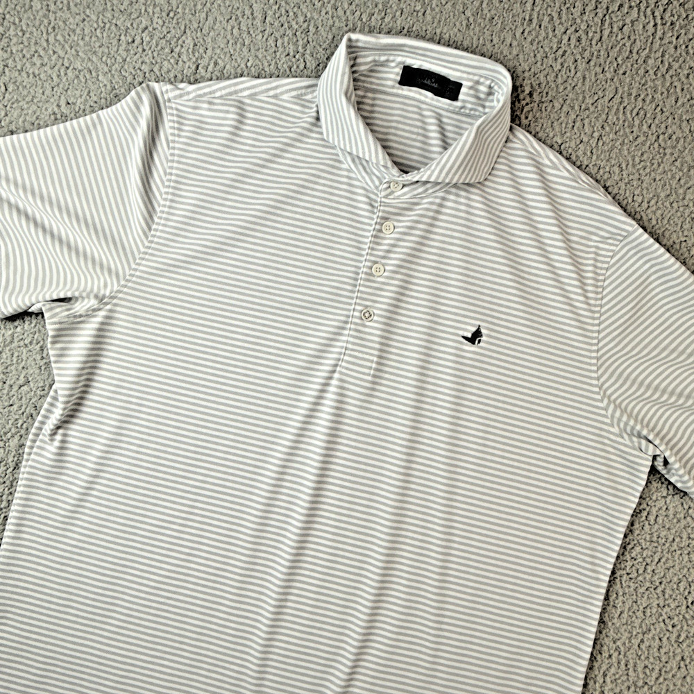 G FORE Polo Golf Shirt Mens Size XL Extra Large White Striped Performance